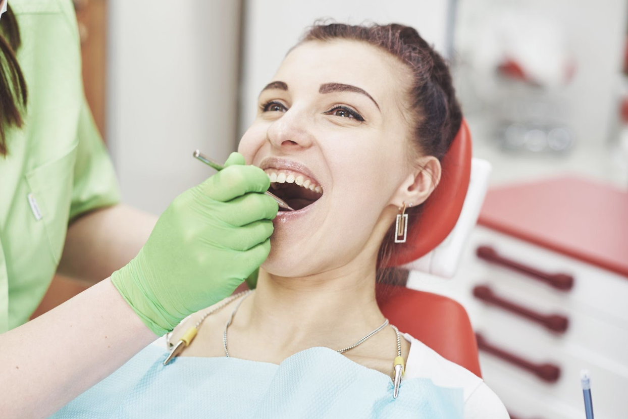 patient getting professional dental cleaning