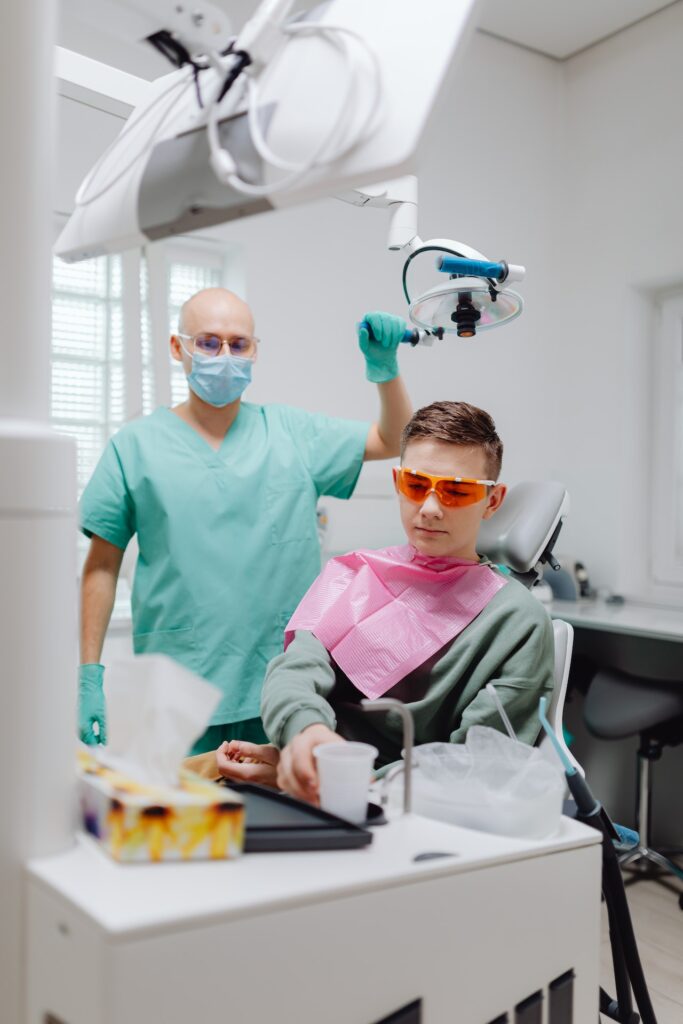 teenage boy in a dental clinic