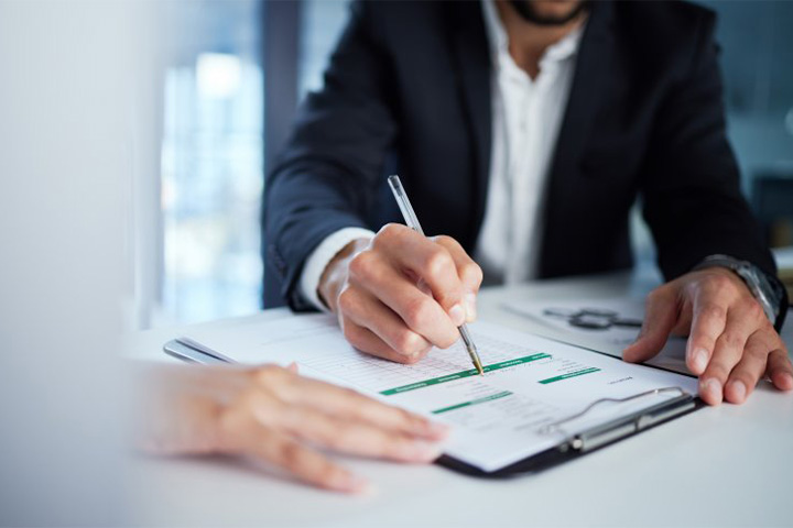 People go over paperwork.